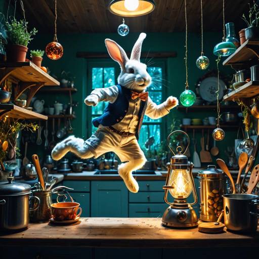 Whimsical Rabbit Inventor in Enchanted Lab