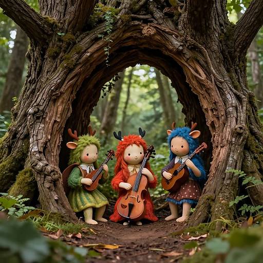 Whimsical Forest Creatures Playing Instruments