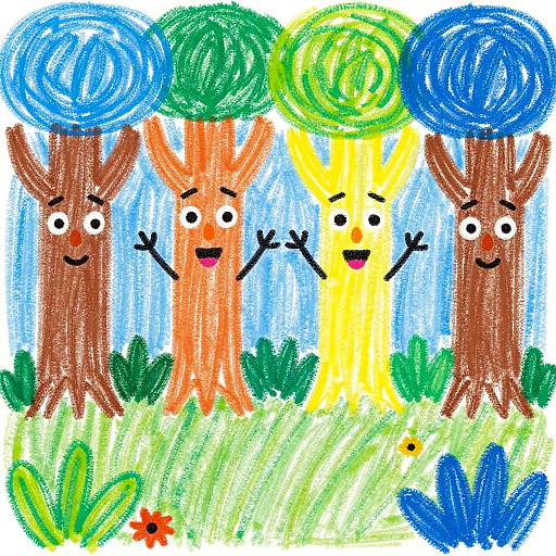 Childlike Enchanted Forest Drawing