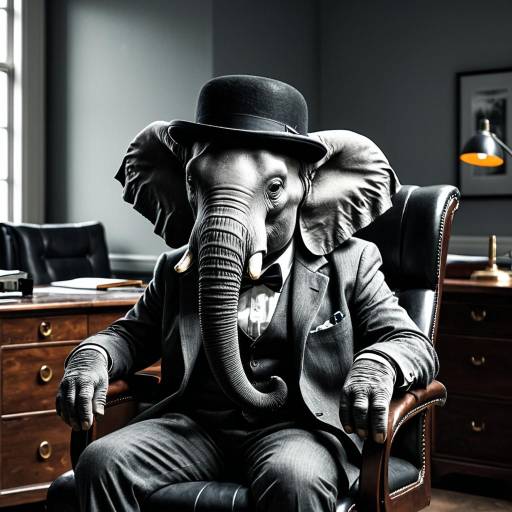 Surreal Elephant in Suit and Bowler Hat