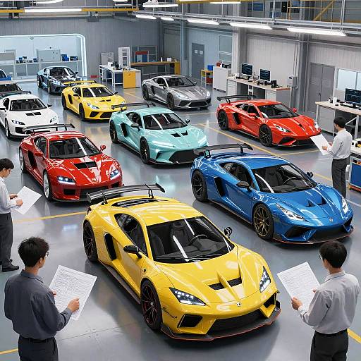 Futuristic Custom Car Workshop Illustration