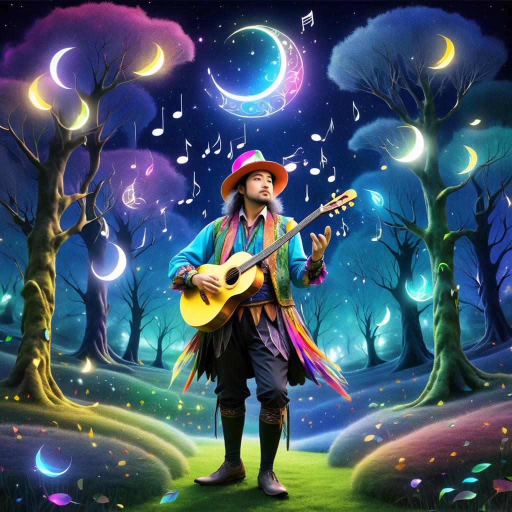 Surreal Bard in a Moonlit Glade