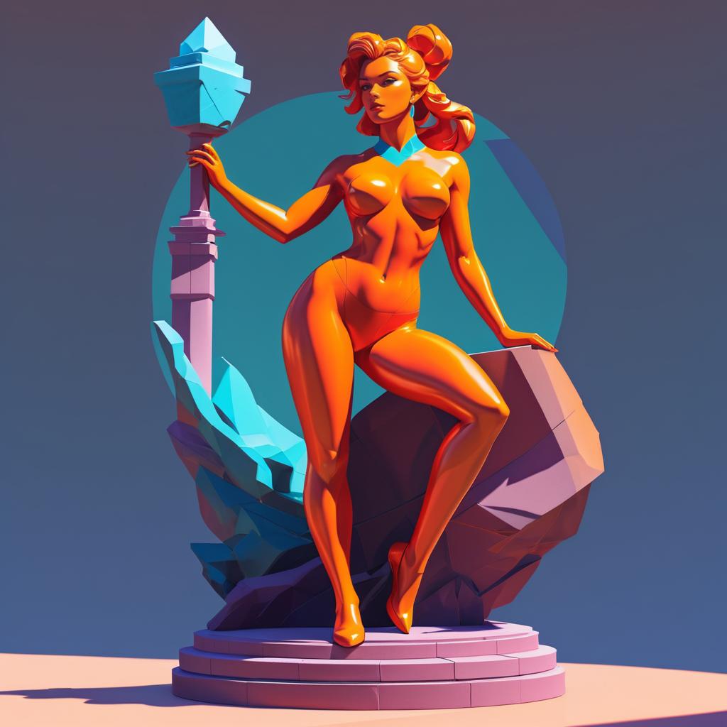 Vibrant Vixen Statue in Comic Style