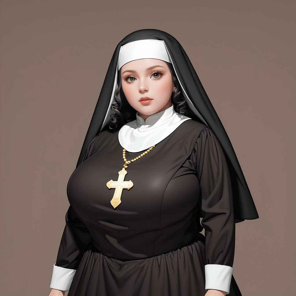 Surprised Nun Leader in 3D Style