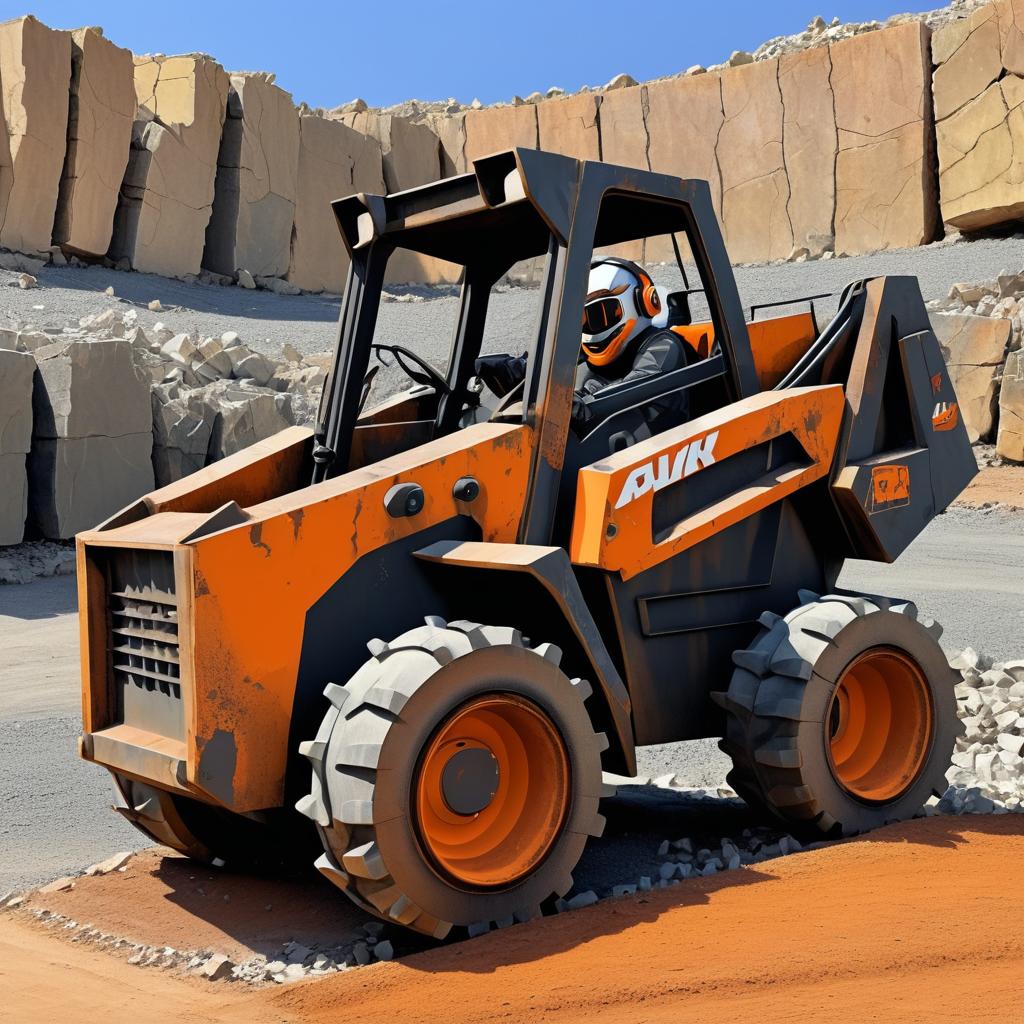 Enthusiastic Skid Steer in Rocky Quarry