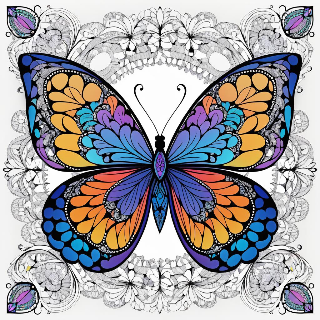 Intricate Mandala Butterfly Line Art Design