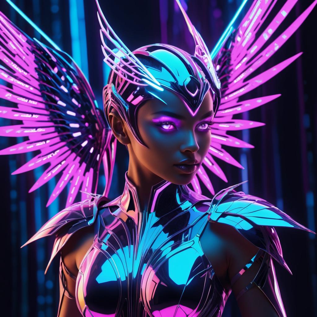 Futuristic Cyber Fairy with Neon Power