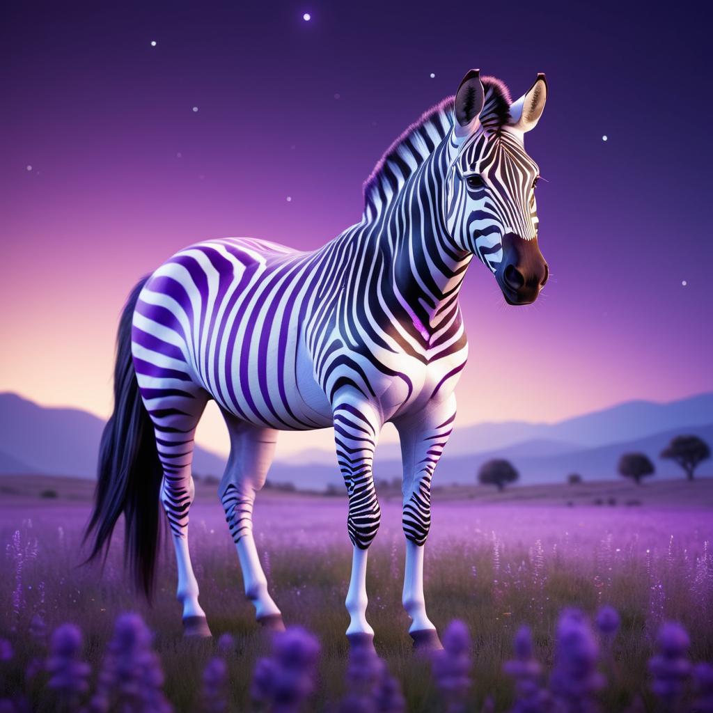 Zebra-Horse Hybrid in Dusk Meadow