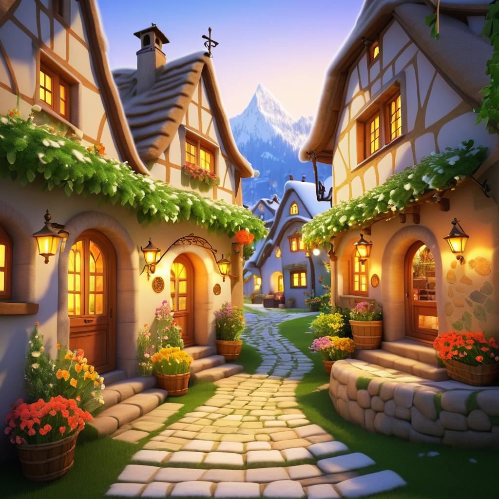 Charming Cozy Village Scene