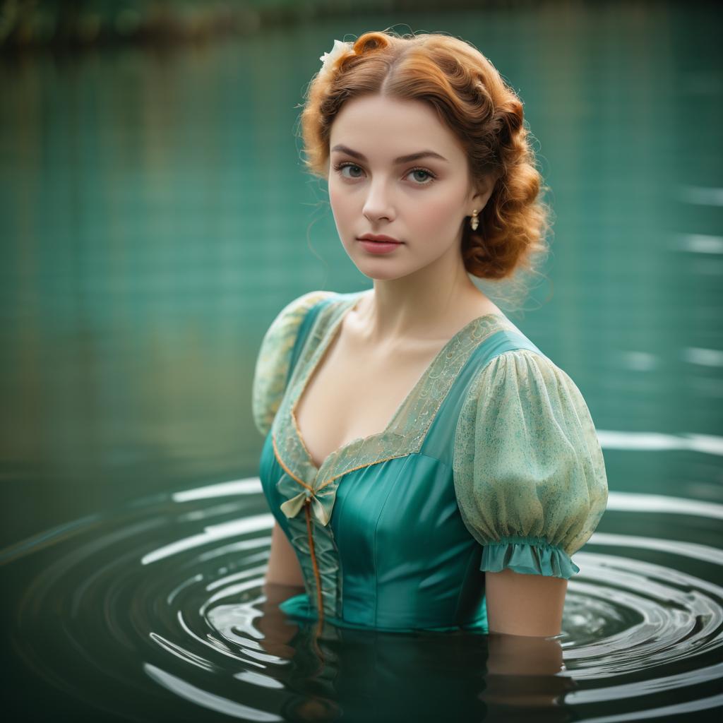 Elegant Vintage Portrait in Serene Waters