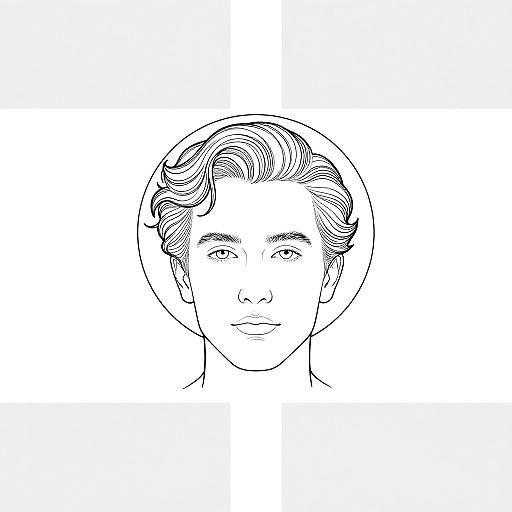 Minimalist Monoline Portrait with Geometric Halo