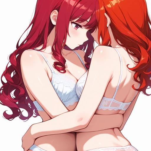 Sensual Portrait of Two Embracing Women