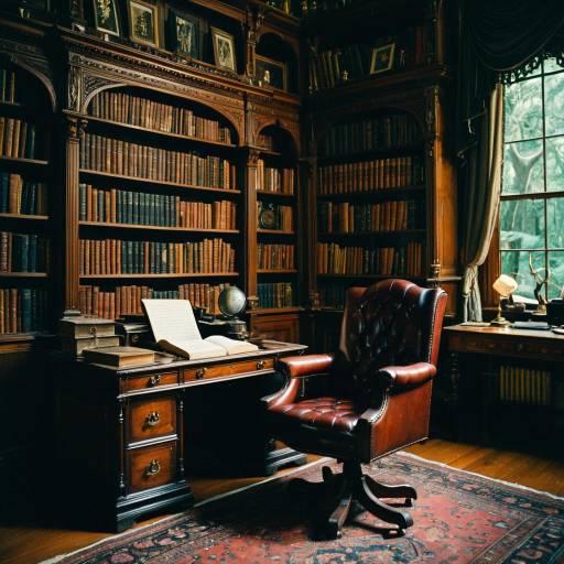 Victorian Study with Enchanted Forest Backdrop