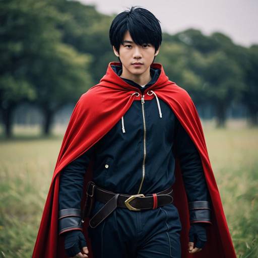 Realistic Anime Boy in Costume Outdoors