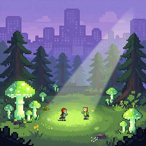 Glowing Fungus Forest Pixel Art