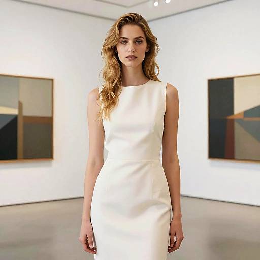 Dirty Blonde Model in Minimalist Dress