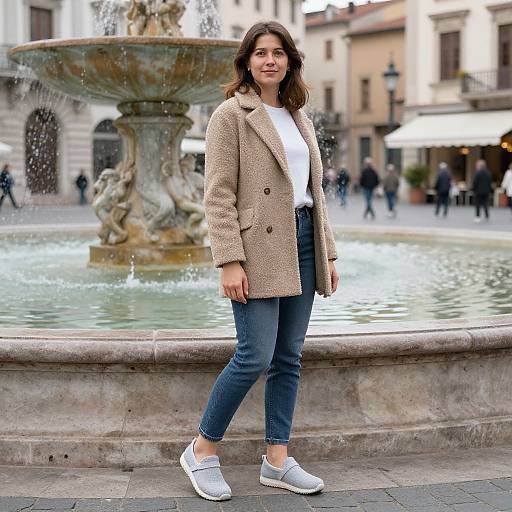 European Woman by Fountain in Comfort