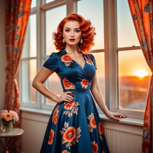 Glamorous Vintage Pinup in Sunset Glow