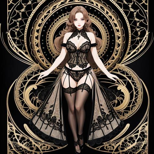 Woman in Black Lingerie Standing