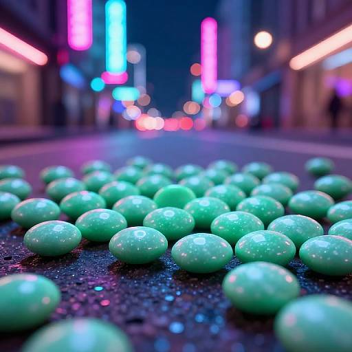 Neon Mentos Candies on Urban Street