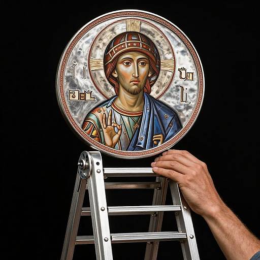 Byzantine Icon Worker Close-Up