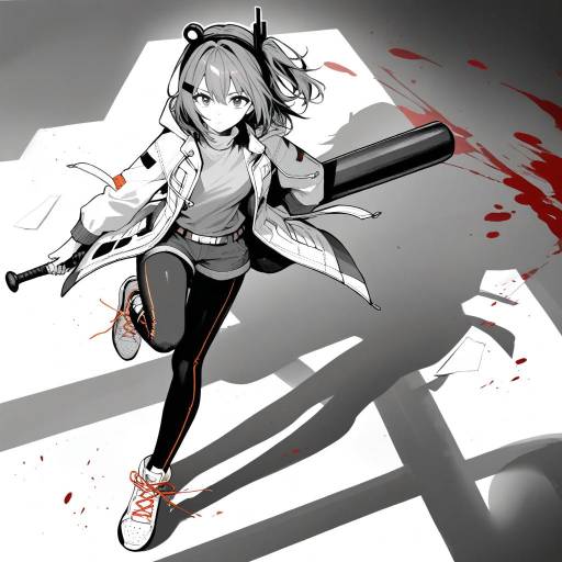 Dramatic Monochrome Woman with Baseball Bat