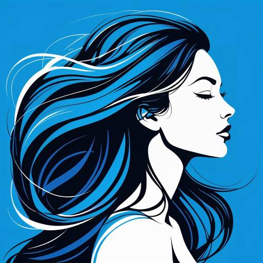 Stylized Monochrome Blue Woman Portrait