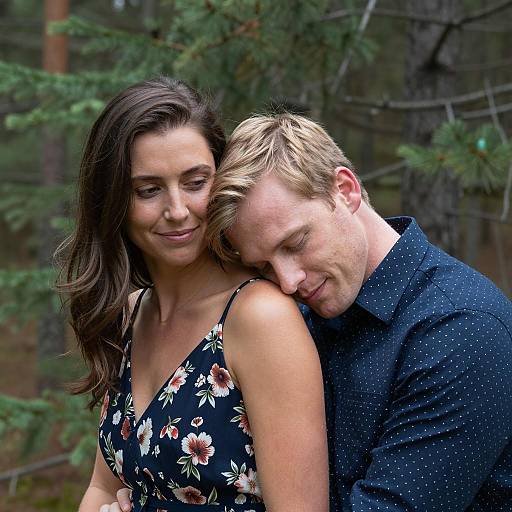 Couple Embracing in Forest