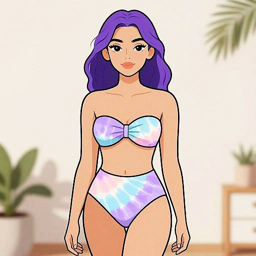 Woman in Pastel Tie-Dye Bikini