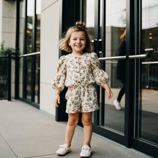 Toddler Girl in Floral Romper Outdoors