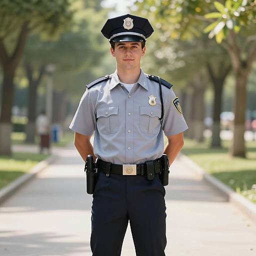 Young Male Police Officer in Park