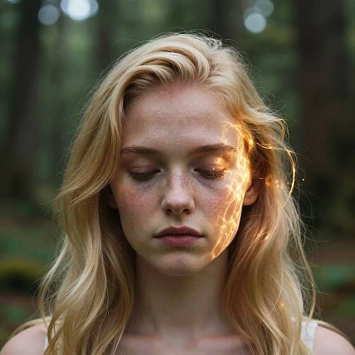 Ethereal Blonde Hair Birthmark Glow