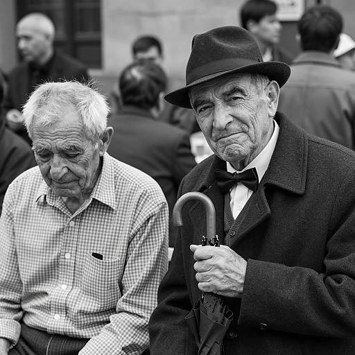 Black and White Portrait of Two Elderly Men