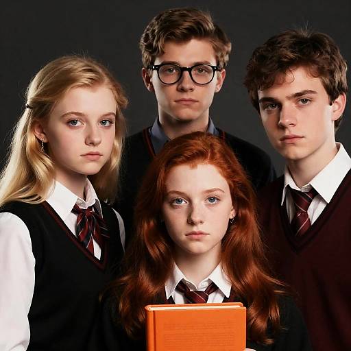 Group of Serious Teenagers in School Uniforms