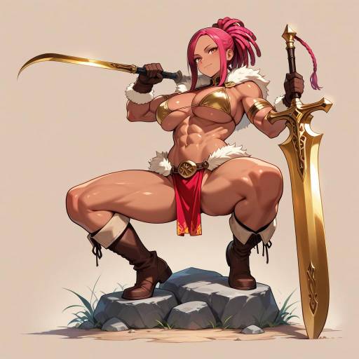 Fierce Warrior Woman in Vibrant Armor Fierce Warrior Woman in Vibrant Armor