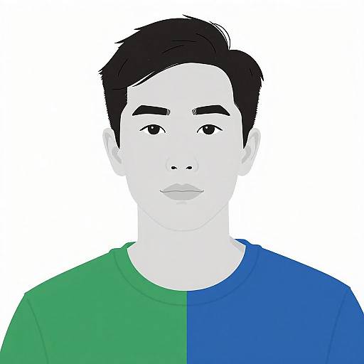 Stylized Upper-Body Asian Man Illustration