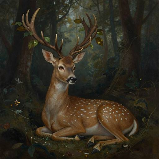 Mystical Deer Satyr Woman Forest