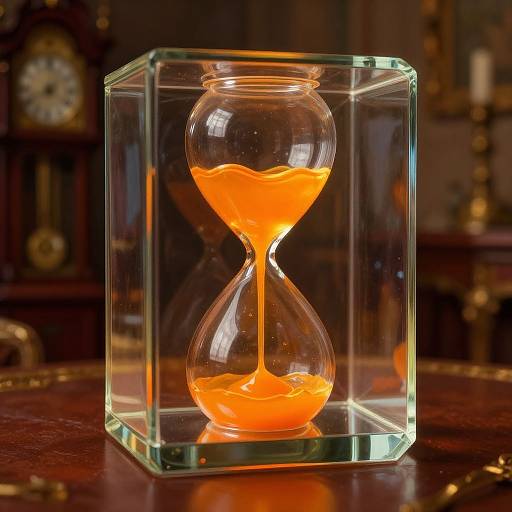 Viscous Glowing Hourglass in Glass Cube