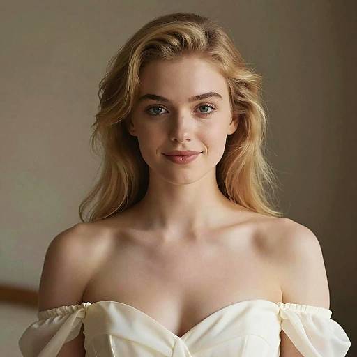 Smiling Blonde in Elegant Gown