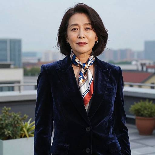 Rooftop Editorial: Velvet Blazer Ear-Length Bob