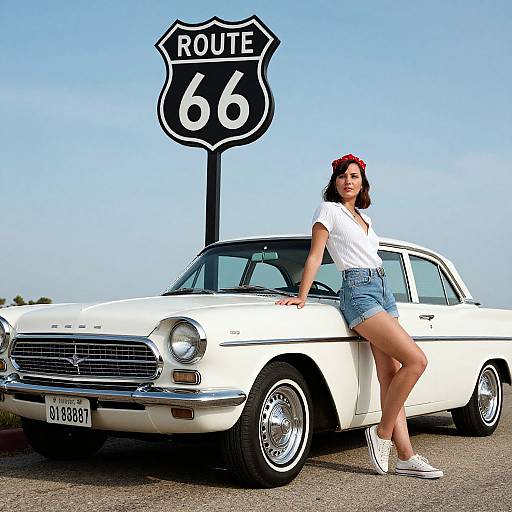 Vintage Route 66 Classic Car Scene