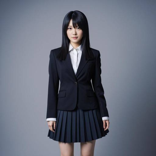 Young Woman in Formal Blazer and Pleated Skirt