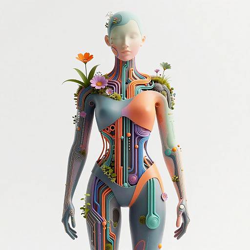 Surreal Futuristic Humanoid Nature Fusion