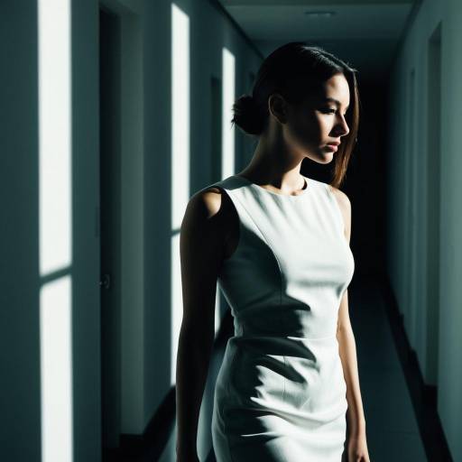 Chic Woman with Sleek Hairstyle in Modern Hall Chic Woman with Sleek Hairstyle in Modern Hall
