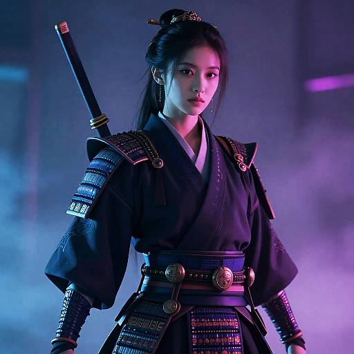 Dreamy Synthwave Cyberpunk Samurai in Neon