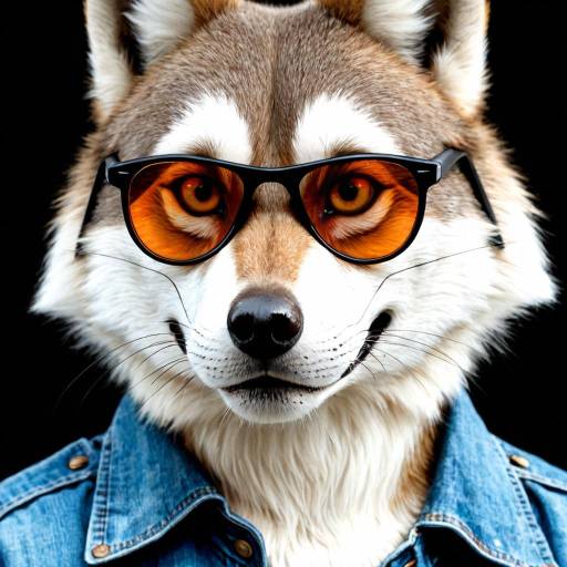 Realistic Wolf Portrait in Denim Jacket Realistic Wolf Portrait in Denim Jacket