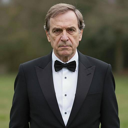 Older Man in Black Formal Suit Outdoors