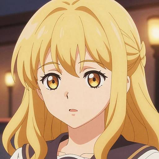 Anime Woman with Glowing Evening Background