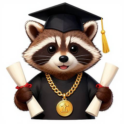 Cartoon Hip Hop Raccoon Graduate