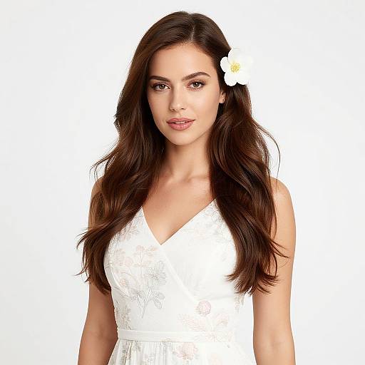 Woman in White Floral Dress